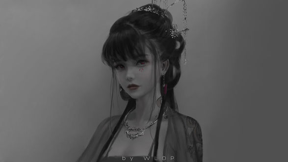 Обои на рабочий стол Принцесса Aeolian из комиксов GhostBlade / Призрачный Клинок, by wlop / Wang Ling