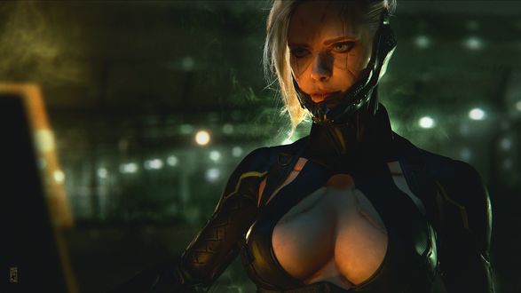 Обои на рабочий стол Киберпанк, девушка робот / Cyberpunk