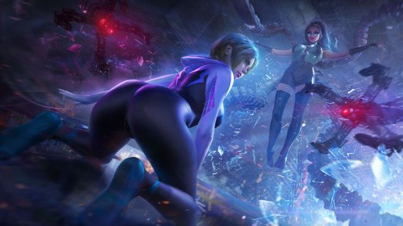 Обои на рабочий стол Женщина-Паук / Spider-Woman, Гвен Стейси / Gwen Stacy, Гвен-Паук / Spider-Gwen — супергероиня серий комиксов издательства «Marvel Comics», by Yuan Yuan