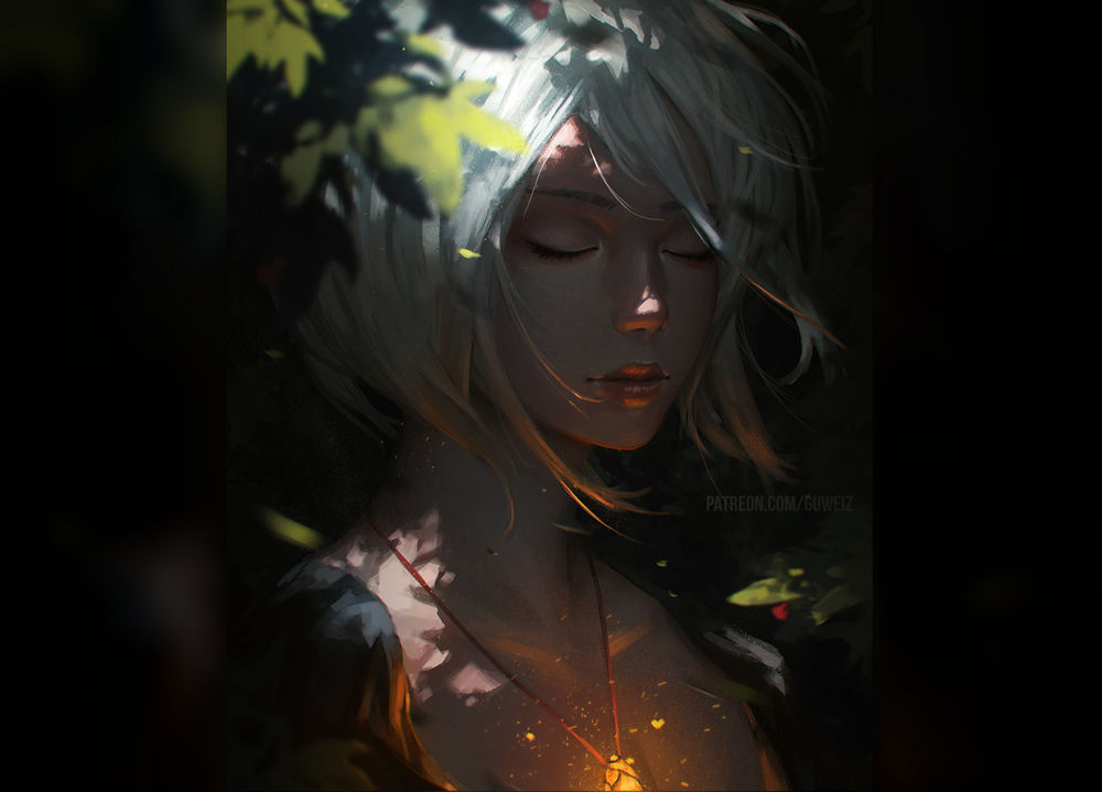 Обои для рабочего стола Девушка с закрытыми глазами, by GUWEIZ