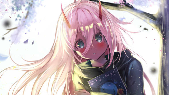 Обои на рабочий стол Zero Two / Зеро Ту из аниме Darling in the FranXX / Милый во Франксе