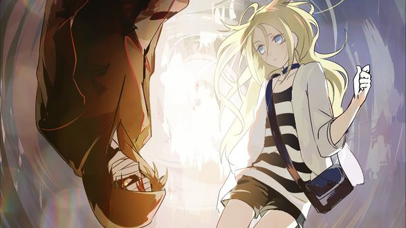 Обои на рабочий стол Rachel Gardner / Рэйчел Гарднер и Isaac Foster / Айзек Фостер / Zack из аниме Satsuriku no Tenshi / Ангел кровопролития