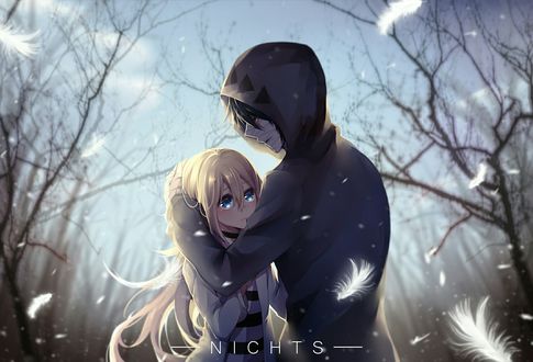 Обои на рабочий стол Rachel Gardner / Рэйчел Гарднер и Isaac Foster / Айзек Фостер / Zack из аниме Satsuriku no Tenshi / Ангел кровопролития