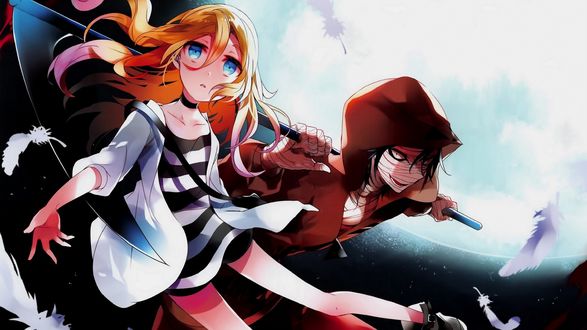 Обои на рабочий стол Rachel Gardner / Рэйчел Гарднер и Isaac Foster / Айзек Фостер / Zack из аниме Satsuriku no Tenshi / Ангел кровопролития