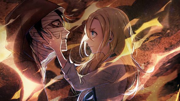 Обои на рабочий стол Rachel Gardner / Рэйчел Гарднер и Isaac Foster / Айзек Фостер / Zack из аниме Satsuriku no Tenshi / Ангел кровопролития