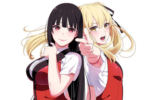 Обои на рабочий стол Mary Saotome / Мэри Саотомэ и Yumeko Jabami / Юмэко Джабами из аниме Kakegurui / Безумный азарт