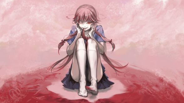 Обои на рабочий стол Yuno Gasai / Юно Гасай из аниме Mirai Nikki / Дневник будущего