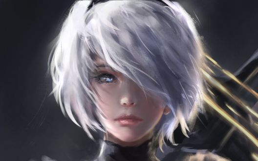 Обои на рабочий стол Портрет YoRHa тип B № 2 из видеоигры NieR: Automata, by NQL art
