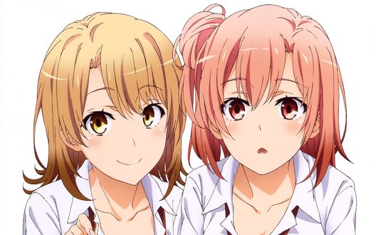 Обои на рабочий стол Iroha Isshiki / Ироха Ишики и Yui Yuigahama / Юи Юигахама из аниме Yahari Ore no Seishun Love Comedy wa Machigatteiru. Zoku / Как и ожидалось, моя школьная романтическая жизнь не удалась 2