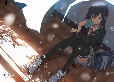 Обои на рабочий стол Yukino Yukinoshita / Юкино Юкиношита из аниме Yahari Ore no Seishun Love Comedy wa Machigatteiru / ак и ожидалось, моя школьная романтическая жизнь не удалась