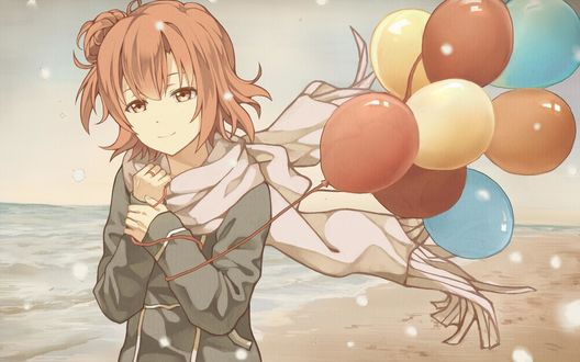 Обои на рабочий стол Yui Yuigahama / Юи Юигахама из аниме Yahari Ore no Seishun Love Comedy wa Machigatteiru / Как и ожидалось, моя школьная романтическая жизнь не удалась