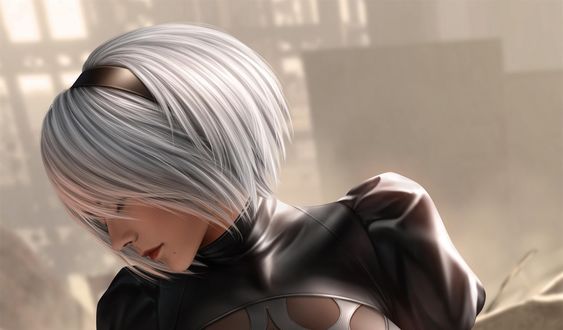 Обои на рабочий стол Портрет YoRHa тип B № 2 из видеоигры NieR: Automata