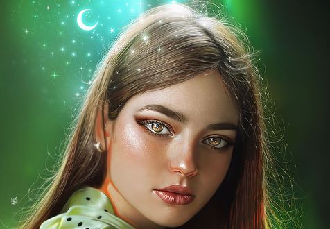 Обои на рабочий стол Девушка с длинными волосами, by Yasar VURDEM