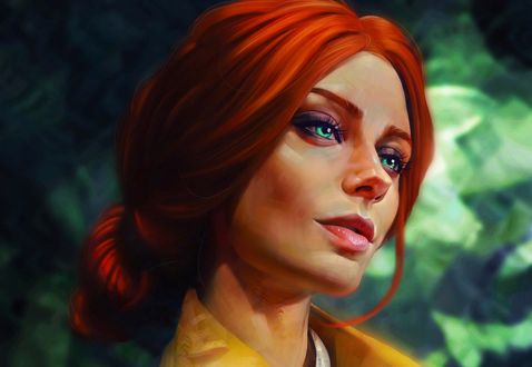Обои на рабочий стол Портрет Triss Merigold / Трисс Меригольд из игры The Witcher 3: Wild Hunt / Ведьмак 3: Дикая Охота, by Vangega