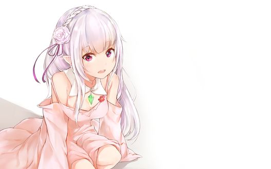 Обои на рабочий стол Emilia / Эмилия из аниме Re: Zero kara Hajimeru Isekai Seikatsu / Re: Жизнь в альтернативном мире с нуля