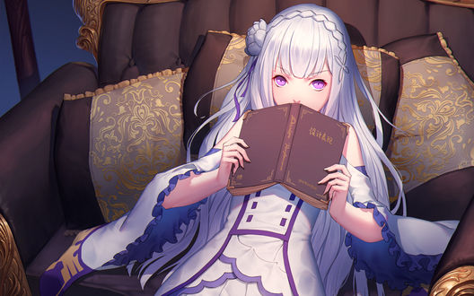 Обои на рабочий стол Emilia / Эмилия из аниме Re: Zero kara Hajimeru Isekai Seikatsu / Re: Жизнь в альтернативном мире с нуля
