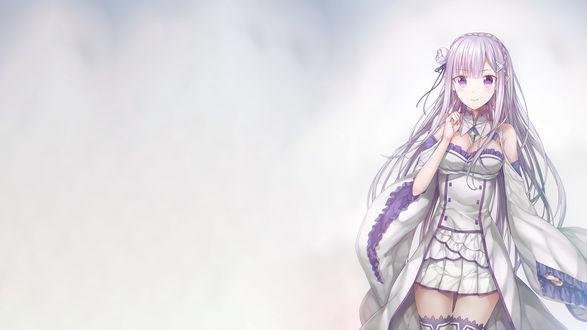 Обои на рабочий стол Emilia / Эмилия из аниме Re: Zero kara Hajimeru Isekai Seikatsu / Re: Жизнь в альтернативном мире с нуля