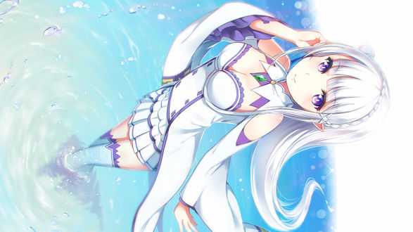 Обои на рабочий стол Emilia / Эмилия из аниме Re: Zero kara Hajimeru Isekai Seikatsu / Re: Жизнь в альтернативном мире с нуля