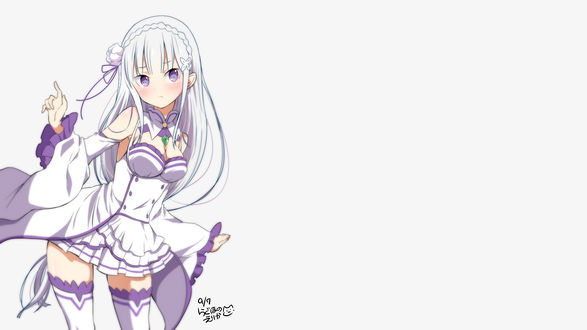 Обои на рабочий стол Emilia / Эмилия из аниме Re: Zero kara Hajimeru Isekai Seikatsu / Re: Жизнь в альтернативном мире с нуля