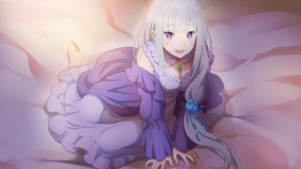 Обои на рабочий стол Emilia / Эмилия из аниме Re: Zero kara Hajimeru Isekai Seikatsu / Re: Жизнь в альтернативном мире с нуля