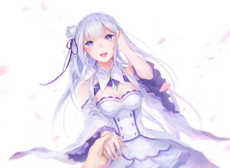 Обои на рабочий стол Emilia / Эмилия из аниме Re: Zero kara Hajimeru Isekai Seikatsu / Re: Жизнь в альтернативном мире с нуля