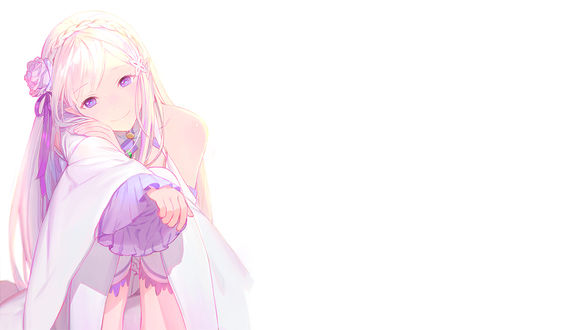 Обои на рабочий стол Emilia / Эмилия из аниме Re: Zero kara Hajimeru Isekai Seikatsu / Re: Жизнь в альтернативном мире с нуля