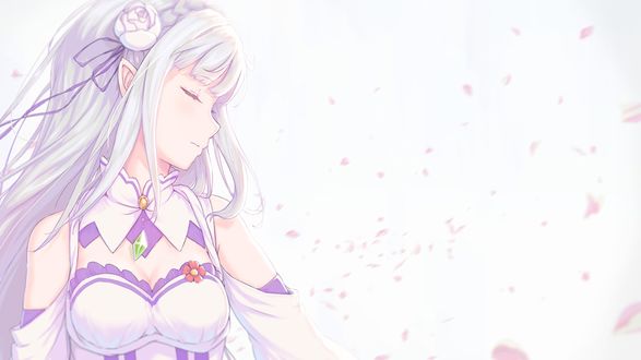 Обои на рабочий стол Emilia / Эмилия из аниме Re: Zero kara Hajimeru Isekai Seikatsu / Re: Жизнь в альтернативном мире с нуля