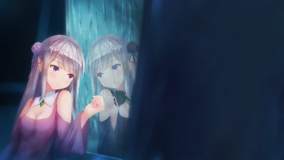 Обои на рабочий стол Emilia / Эмилия из аниме Re: Zero kara Hajimeru Isekai Seikatsu / Re: Жизнь в альтернативном мире с нуля