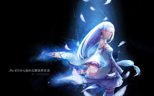 Обои на рабочий стол Emilia / Эмилия из аниме Re: Zero kara Hajimeru Isekai Seikatsu / Re: Жизнь в альтернативном мире с нуля