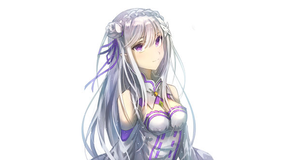 Обои на рабочий стол Emilia / Эмилия из аниме Re: Zero kara Hajimeru Isekai Seikatsu / Re: Жизнь в альтернативном мире с нуля