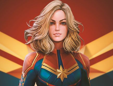 Обои на рабочий стол Captain Marvel-Carol Danvers / Капитан Марвел-Кэрол Дэнверс-Суперженщина из комиксов Marvel / Марвел, иллюстратор Aloke Saha