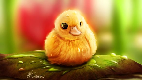 Обои на рабочий стол Милый рисованный утенок, by Vaishnavi