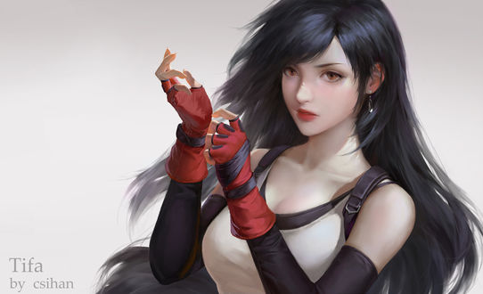 Обои на рабочий стол Tifa Lockhart / Тифа Локхарт из аниме и игры Final Fantasy VII: Advent Children / Последняя фантазия VII: Дети пришествия, by chen sihan