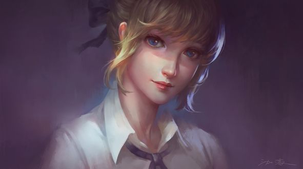 Обои на рабочий стол Сейбер Альтер / Saber Alter / Dark Saber из визуальной новеллы Fate / stay night, by Takashi Tan