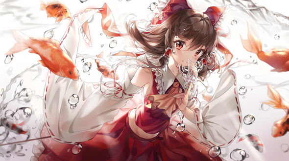 Обои на рабочий стол Рэйму Хакурэй / Reimu Hakurei - одна из главных героинь аниме Тохо / Touhou, by Nagul