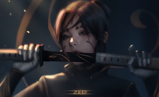 Обои на рабочий стол Девушка с катаной в руках, by ZeD