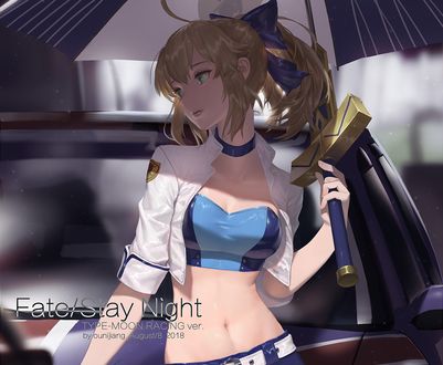 Обои на рабочий стол Артурия Пендрагон / Artoria Pendragon / Король Артур / King Arthur / Сейбер / Saber из серии аниме и новелл Fate / Stay night / Судьба: Ночь схватки / Ночь прибытия, by Ounijiang