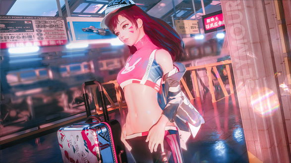 Обои на рабочий стол D. Va из видеоигры Overwatch / Дозор, by Seymour