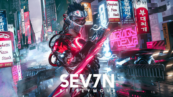 Обои на рабочий стол Genji / Гэндзи из видеоигры Overwatch / Дозор, by Seymour