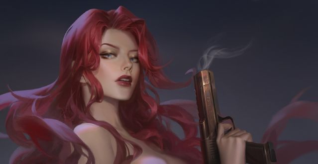 Обои на рабочий стол Miss Fortune / Мисс Фортуна из игры League of Legends / Лига Легенд, by Dorothy Shan