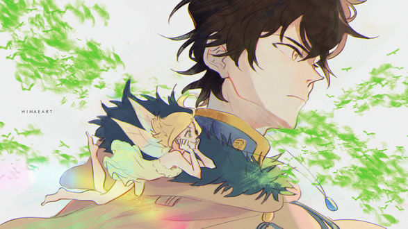 Обои на рабочий стол Сильф / Sylph и Юно / Yuno из аниме Черный клевер / Black Clover