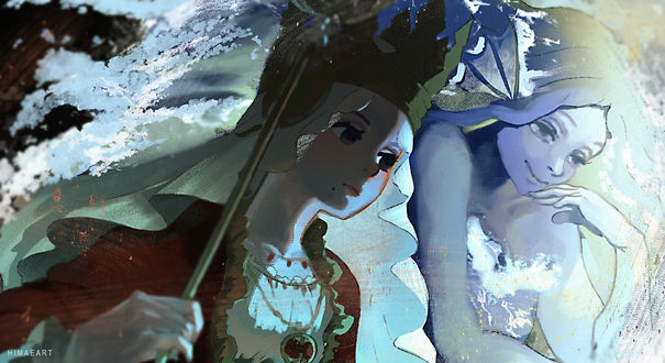 Обои на рабочий стол Ундина / Undine и Лоропечика / Loropechika из аниме Черный клевер / Black Clover