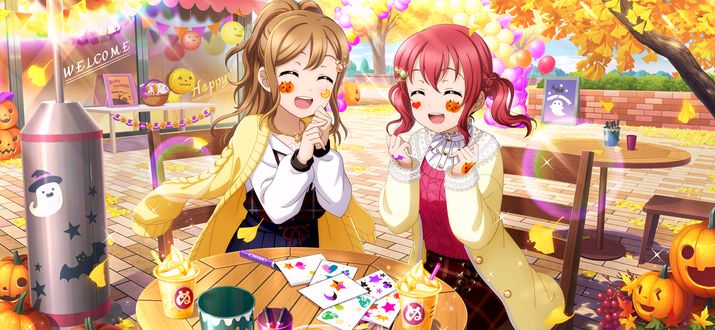 Обои на рабочий стол Персонажи Hanamaru Kunikida / Ханамару Куникида и Kurosawa Ruby / Руби Куросава из аниме Love Live! Sunshine! 2nd Season / Живая любовь! Сияние! 2