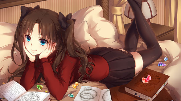 Обои на рабочий стол Rin Tohsaka / Рин Тосака из аниме Судьба: Ночь схватки / Fate: Stay night