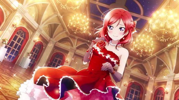 Обои на рабочий стол Маки Нишикино / Maki Nishikino из аниме Живая любовь! Проект «Школьный идол» / Love Live! School Idol Project