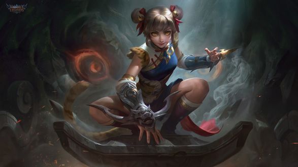 Обои на рабочий стол Девушка-тигр из игры Mobile Legends, by arc noir