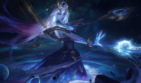 Обои на рабочий стол Lux, Lady of Luminosity / Люкс, Леди Свечения из игры League of Legends, by Bo Chen