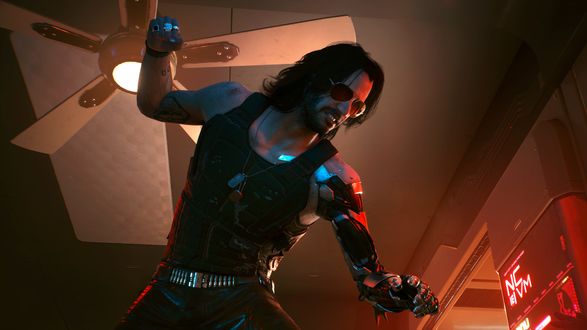 Обои на рабочий стол Мужчина-киборг, персонаж из видеоигры Cyberpunk 2077 / Киберпанк 2077