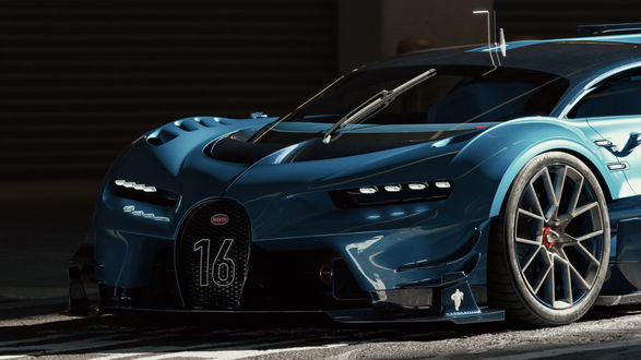Обои на рабочий стол Синий спортивный Bugatti Vision GT, by Dmitriy Ten