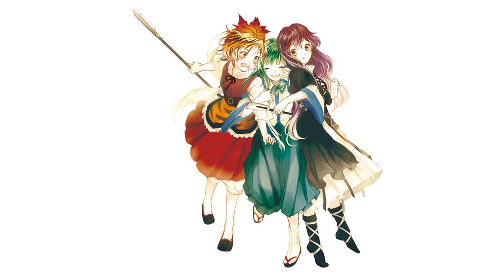Обои для рабочего стола Kochiya Sanae / Санаэ Кочия, Hijiri Byakuren и Toramaru Shou из игры Проект Восток / Touhou Project, by Sugi